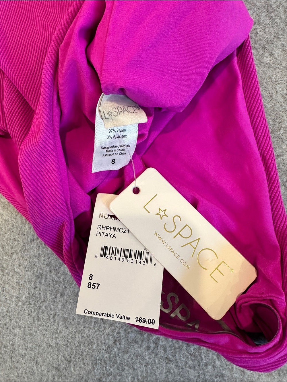 L*space Phoebe Ribbed One-Piece Swimsuit - Magenta - Picture 4 of 7